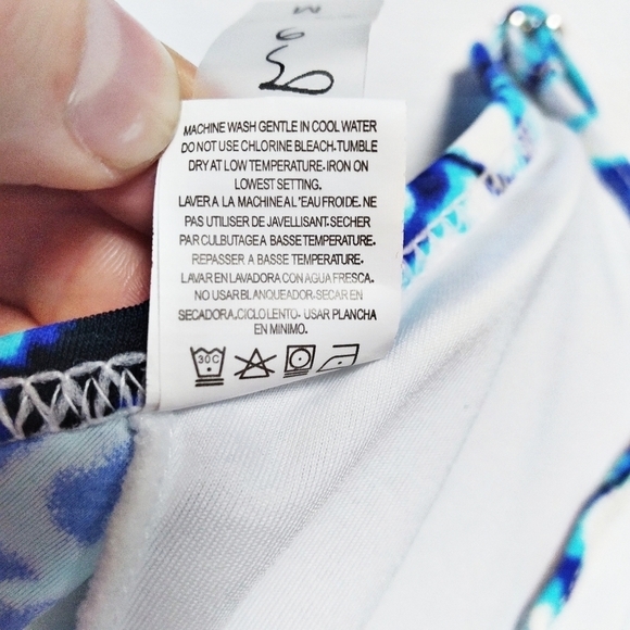 Cupshe Blue and White Tie Dye Triangle Bikini Top Medium - Picture 7 of 7